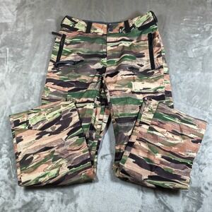 Volcom Snowboard Pants Mens Medium Green Camo Ergo Ski Waterproof Ankle Zip Vent